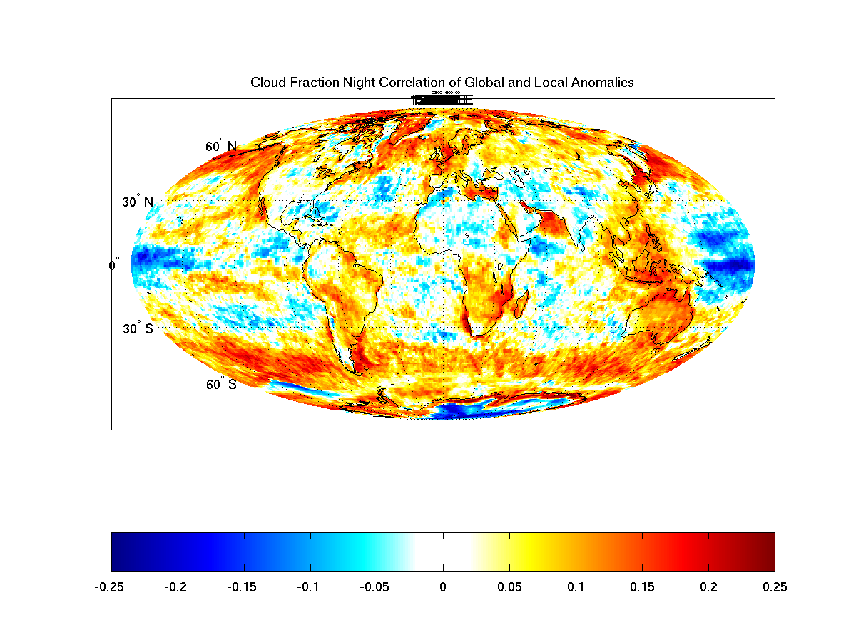 Correlation map for Cloud Fraction Night