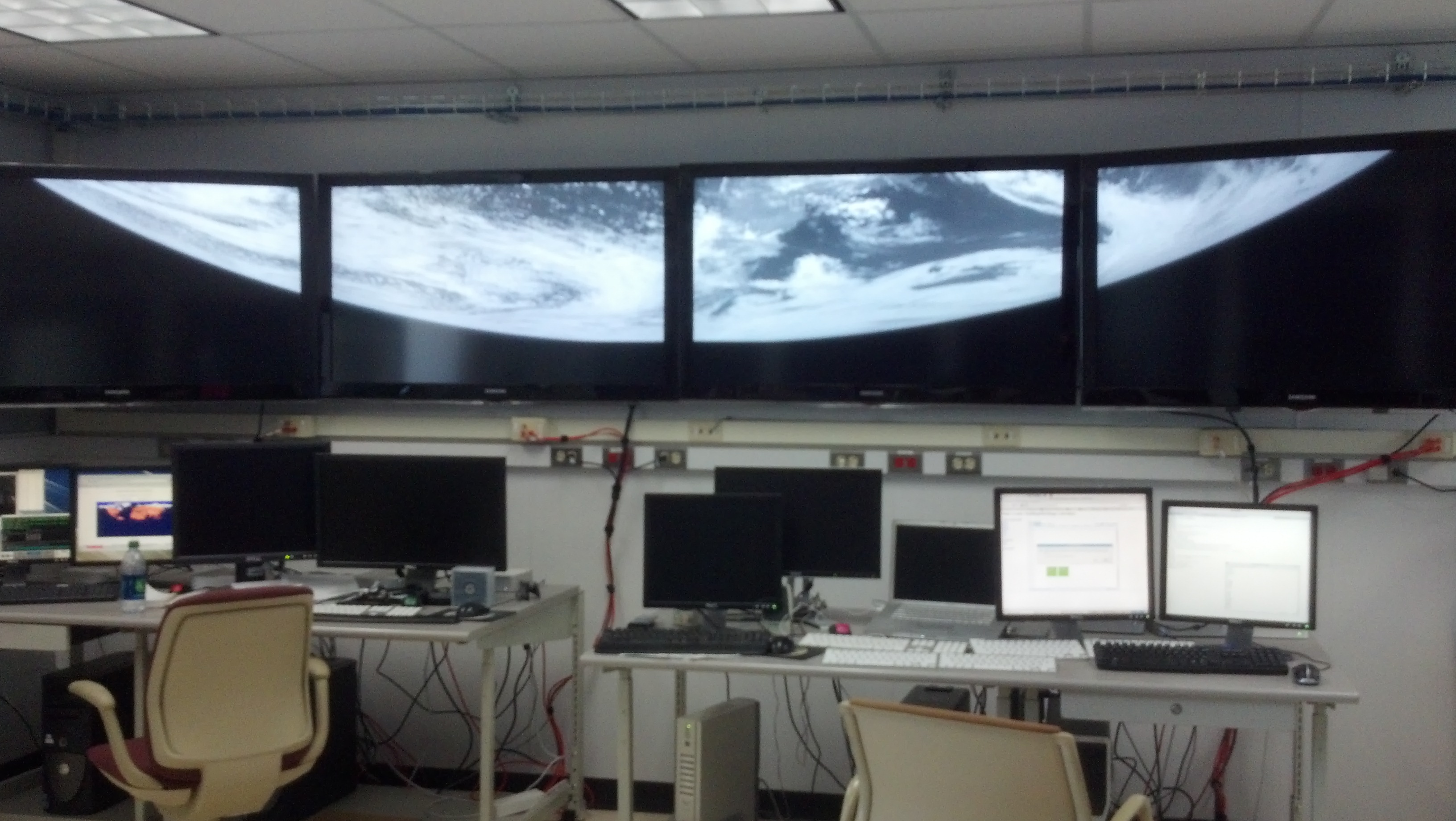 Earth rising across 4 monitors
