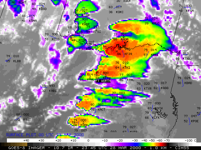 GOES-8 10.7 IR image - Click to enlarge