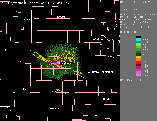 Lubbock TX radar reflectivity - Click to enlarge