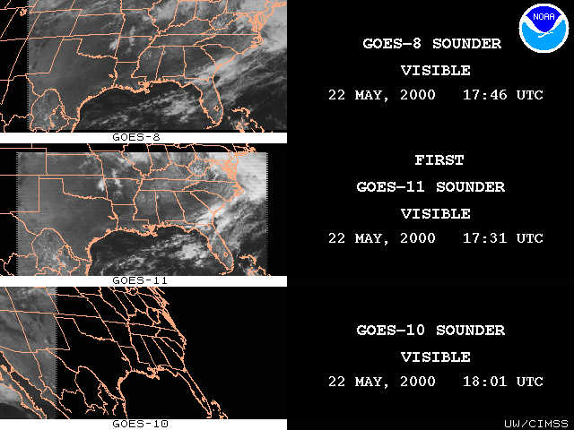 GOES-11 Sounder Compared to GOES-8/10 - Click to enlarge