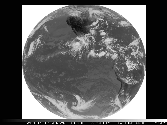 GOES-11 Imager Full Disk IR Window - Click to enlarge