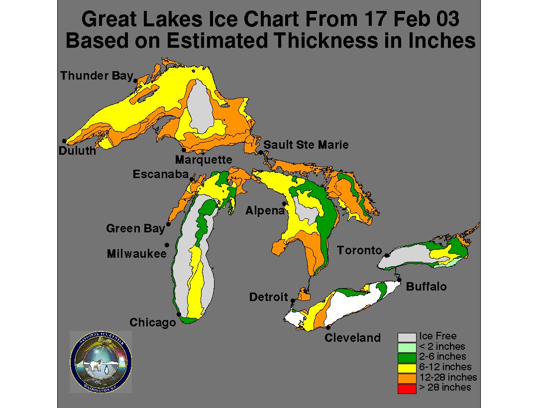 Great Lakes Ice Thickness - Click to e
nlarge