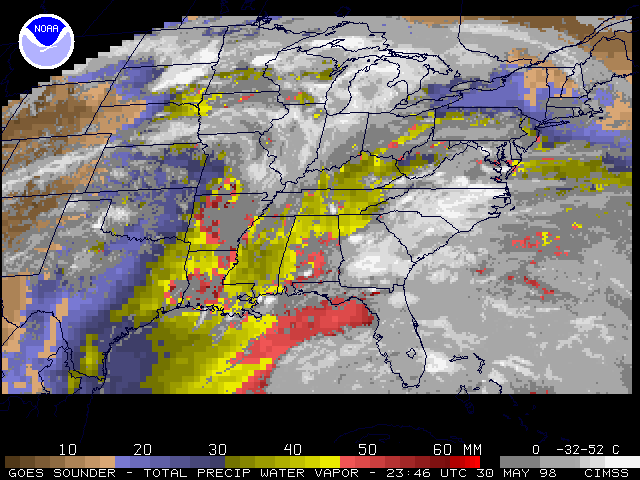 GOES-8 sounder Total Precipitable Water