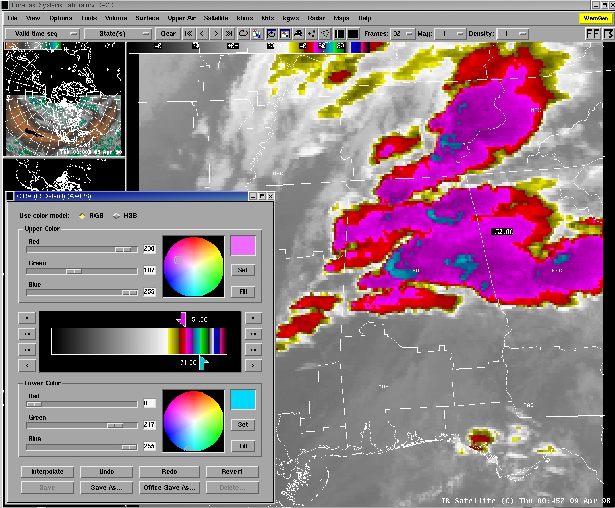 AWIPS satellite image with CIRA (IR default) enhancement