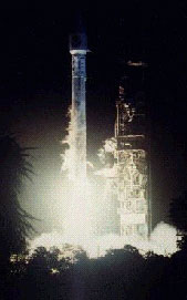Satellite being launched by rocket