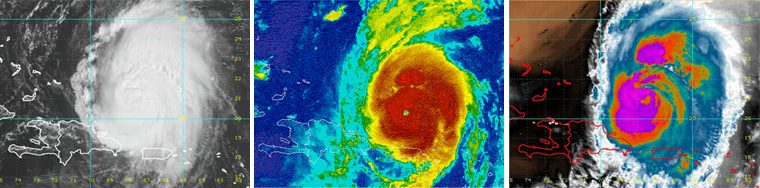 Images in visible, infared, and water vapor channels