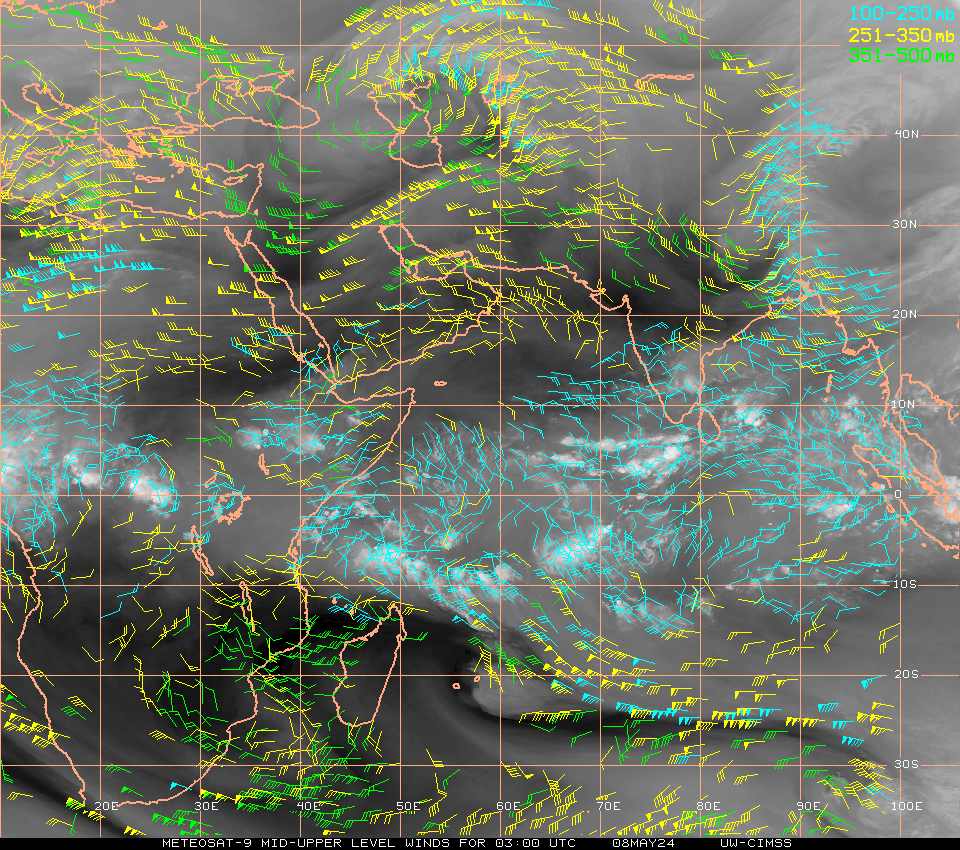 Indian Ocean - Lower Level IR - Latest Available - Large Scale