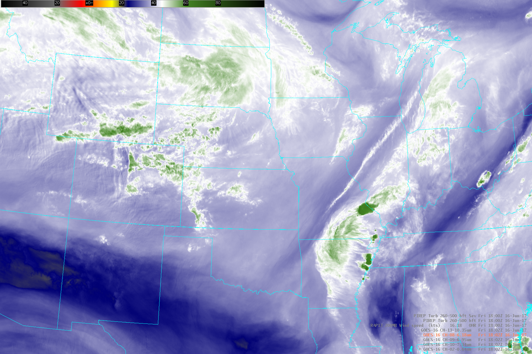 GOES-16 Upper-Level Water Vapor (6.2 um) [click to play animated gif]