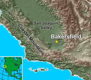 Location of Bakersfield, CA