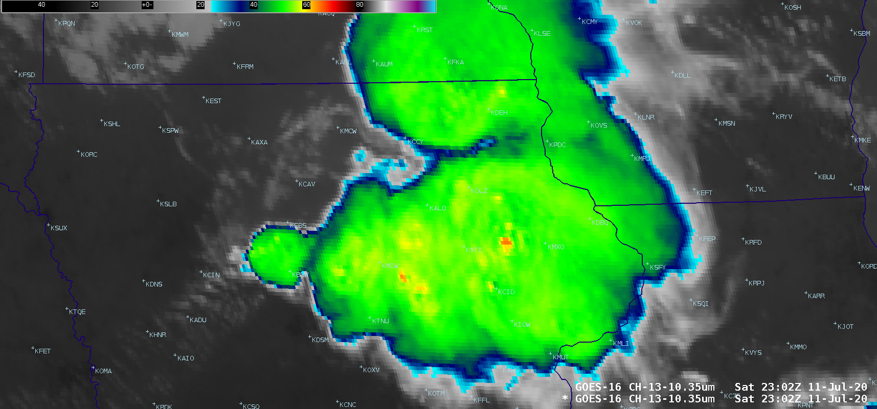 GOES-16 “Clean” Infrared Window (10.35 µm) images [click to play animation | MP4]