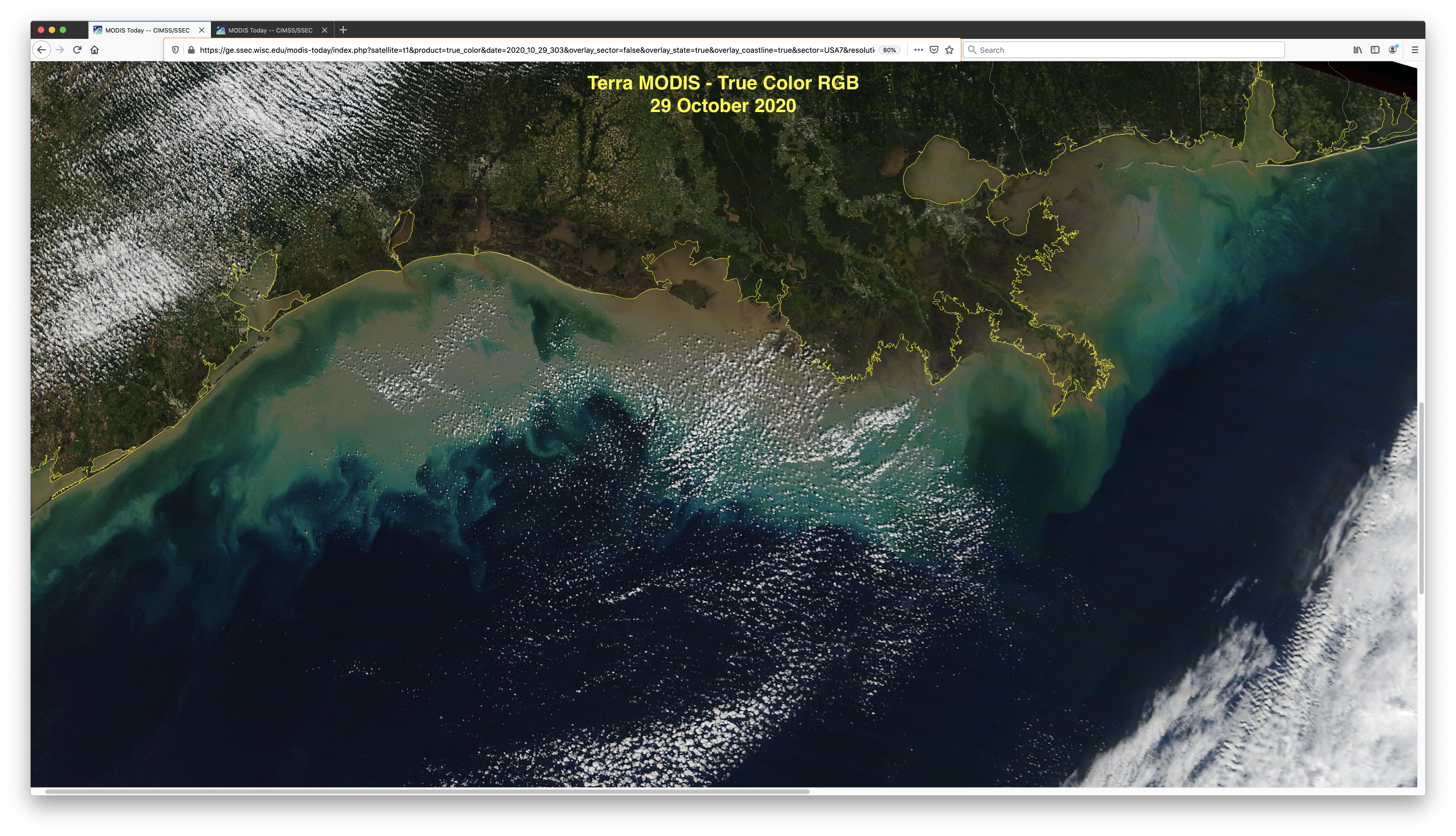 Terra MODIS True Color RGB image [click to enlarge]