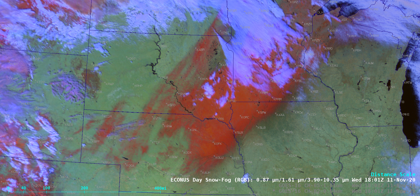 GOES-16 “Red” Visible (0.64 µm), Near-Infrared 