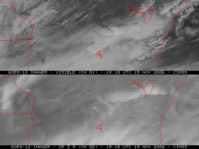 GOES-12 visible and shortwave IR image animation