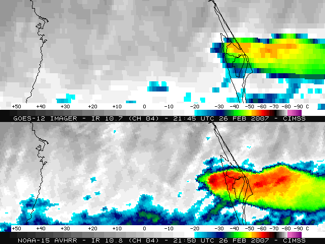NOAA-15 / GOES-12 IR image comparison