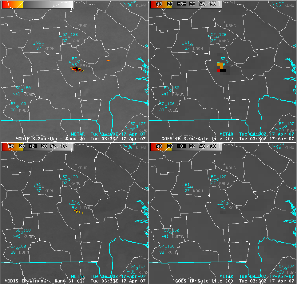 MODIS + GOES shortwave IR, IR window images