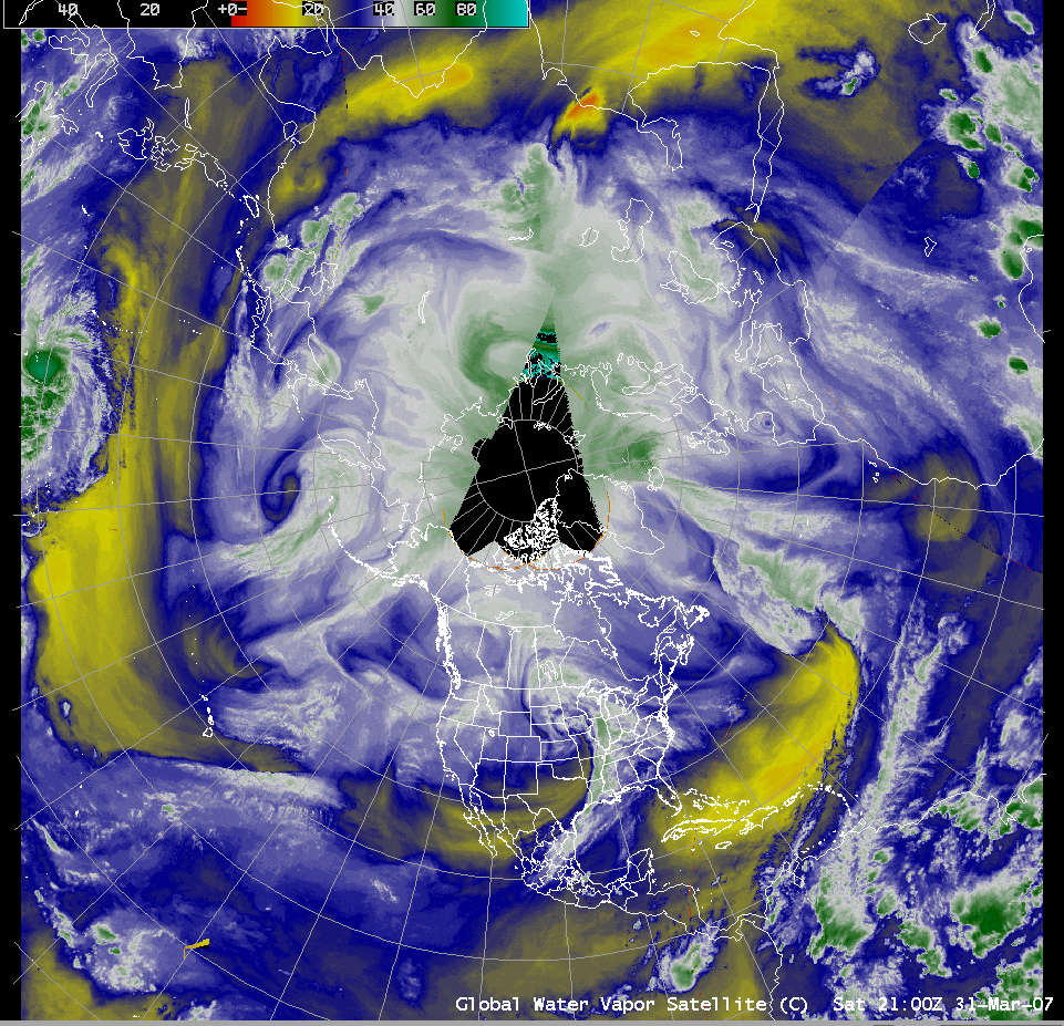 AWIPS Northern Hemisphere water vapor image