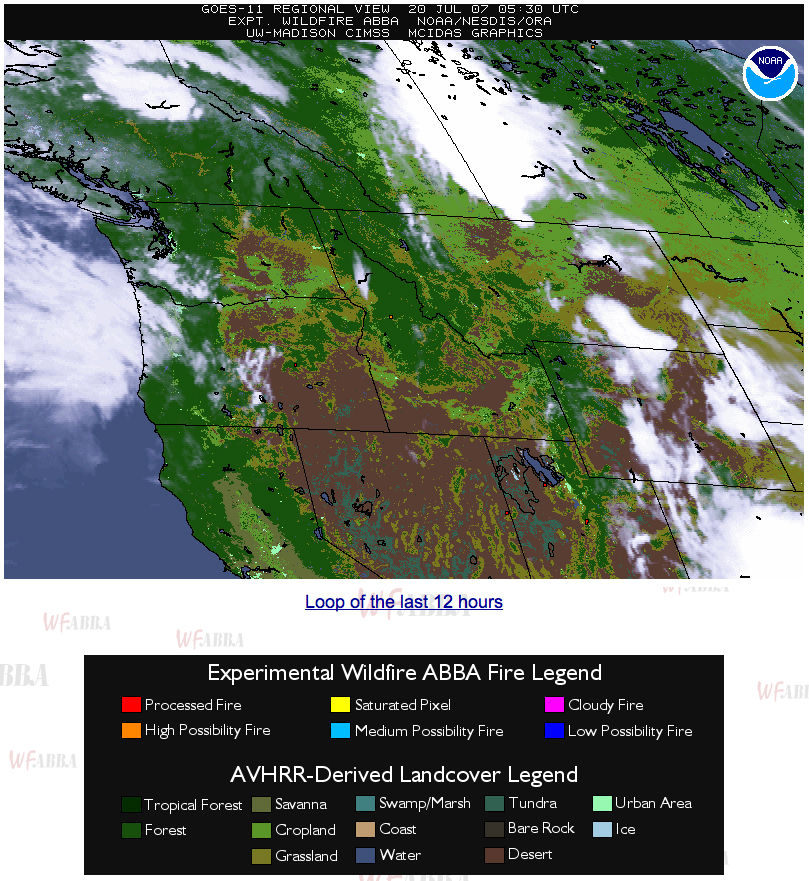 GOES-11 Wildfire ABBA product