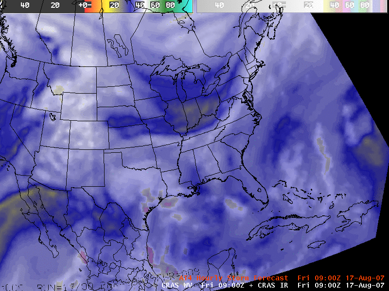 CRAS forecast water vapor + IR imagery (click to enlarge)