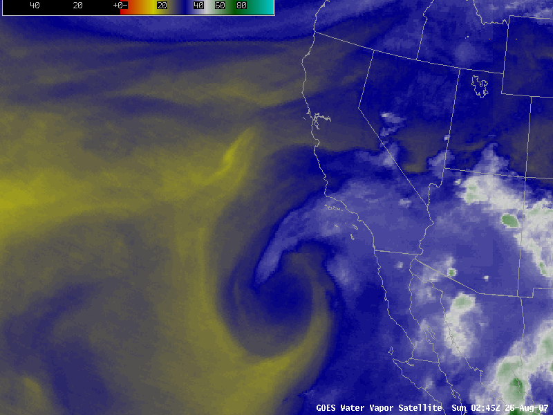 AWIPS GOES-11 water vapor images (Animated GIF)