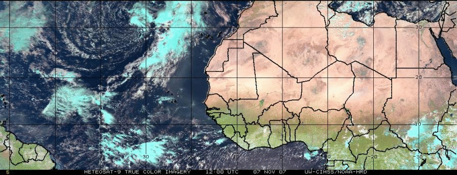 Meteosat-9 true color imagery (Animated GIF)