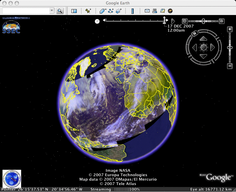 AVHRR imagery in Google Earth