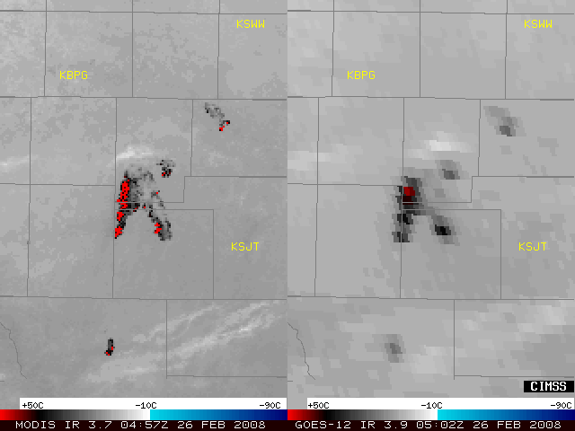 MODIS + GOES-12 shortwave IR images