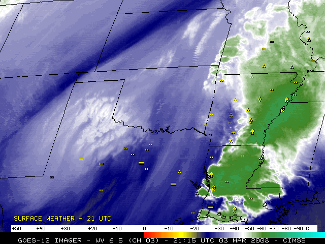 GOES-12 6.5 Âµm water vapor images (Animated GIF)