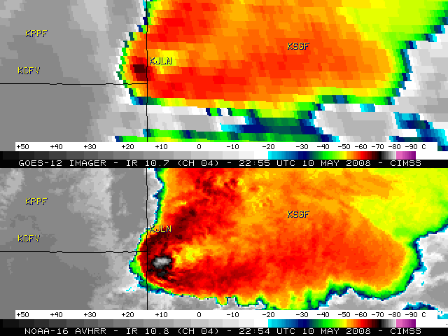 GOES-12 + NOAA-16 IR and visible images (Animated GIF)
