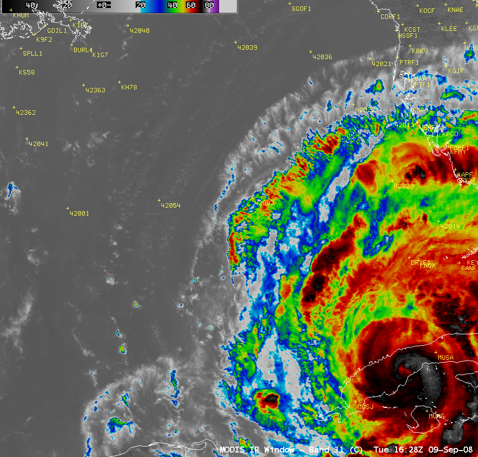 AWIPS images of the MODIS 11.0 Âµm IR channel