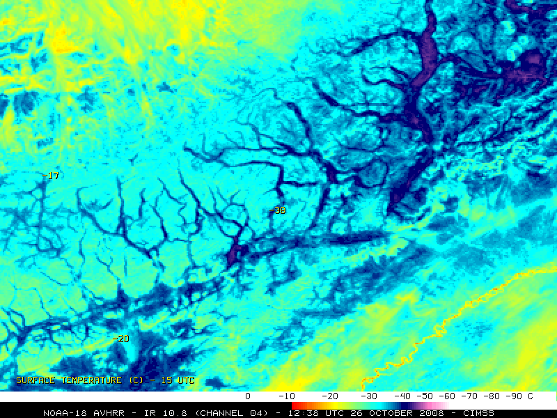 NOAA-18 AVHRR 10.8 Âµm IR image