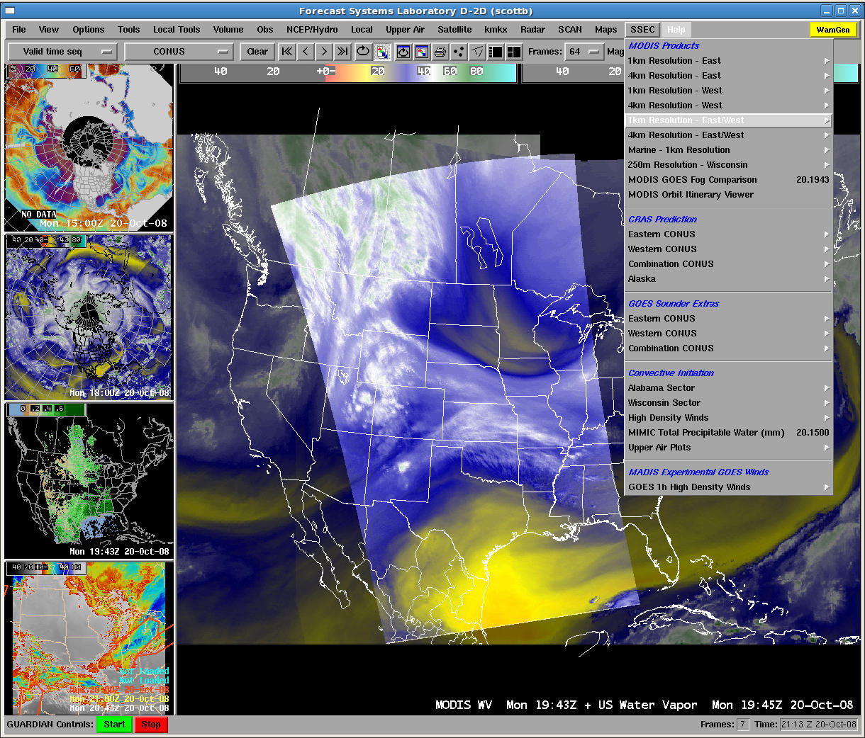 Composite of MODIS + GOES water vapor imagery in AWIPS