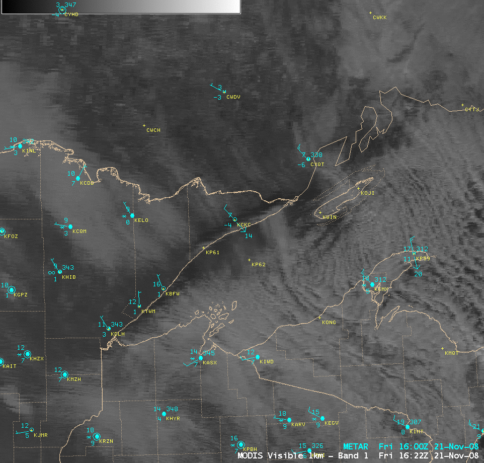 MODIS visible, IR window, Cloud Top Temperature, and Cloud Phase