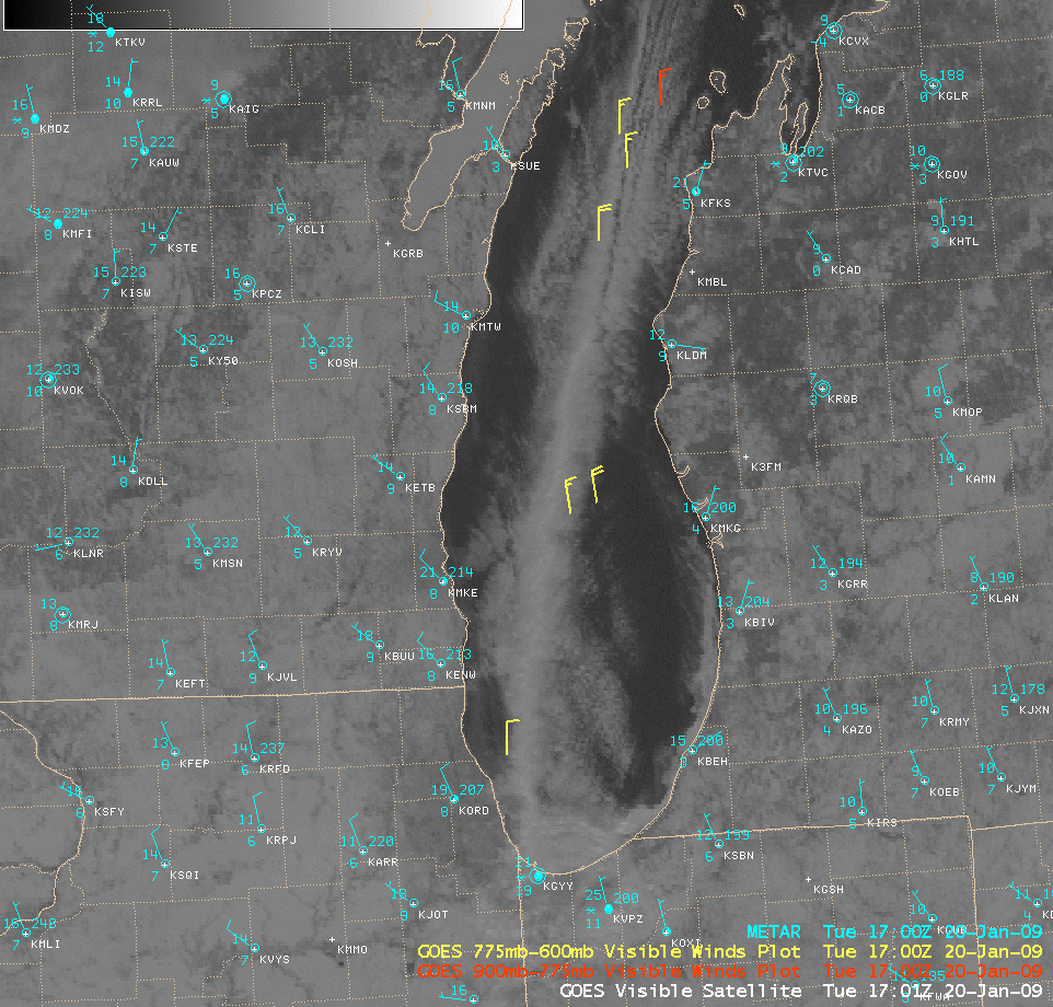 GOES-12 visible, shortwave IR, IR window, and sounder cloud top height