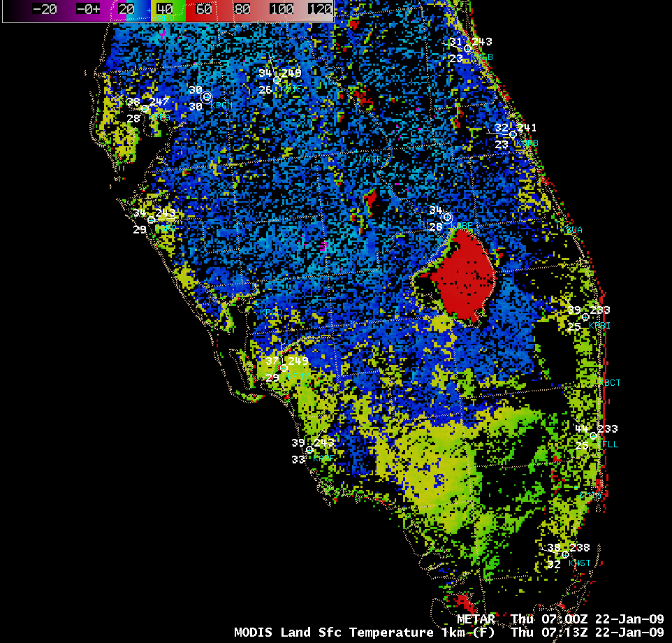 MODIS Land Surface Temperature product (southern Florida)