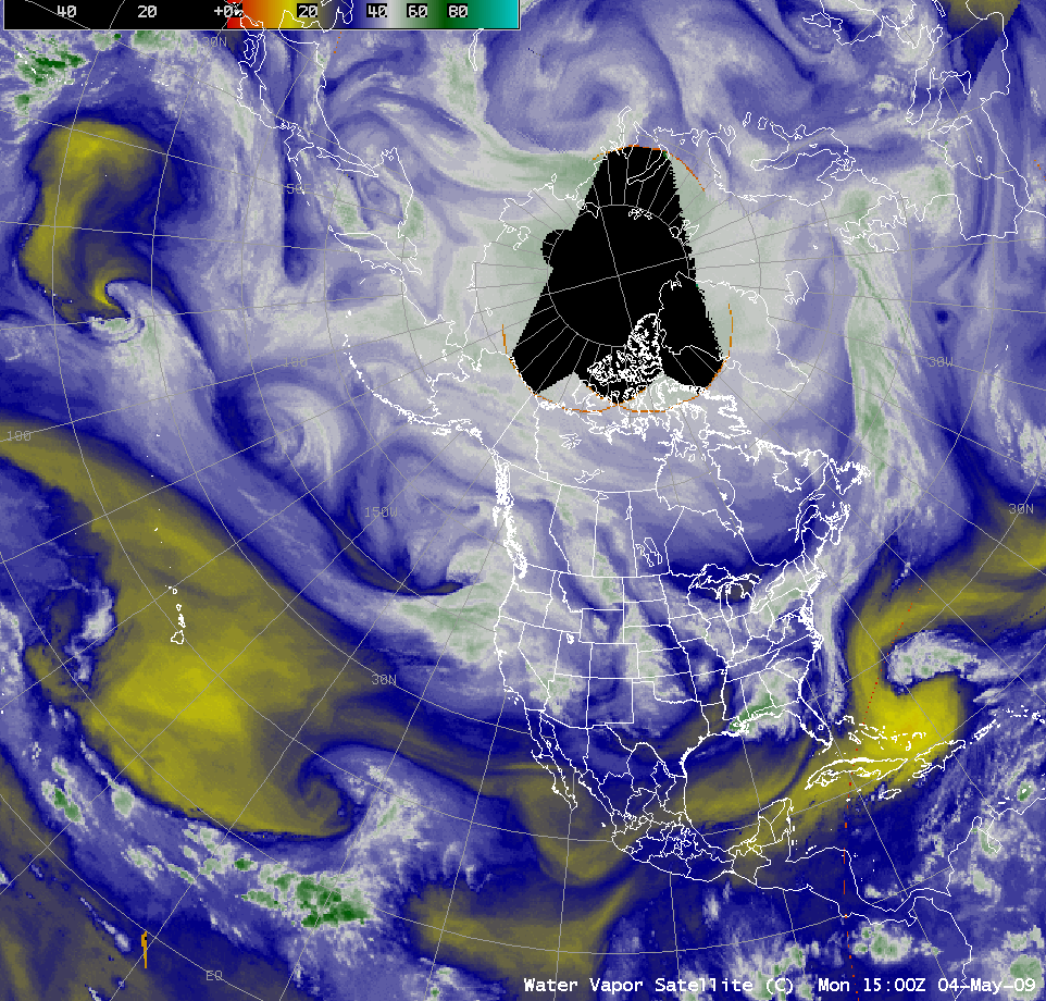 Composite of geostationary satellite water vapor images