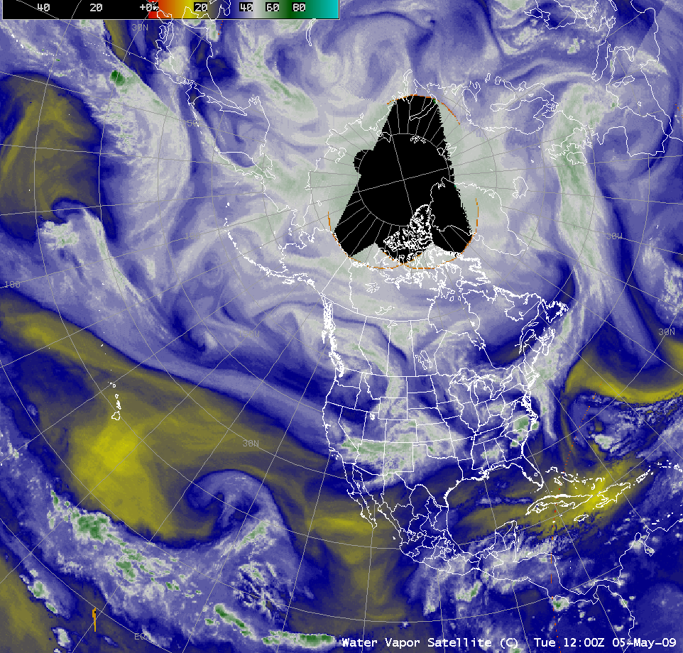 Composite water vapor imagery + surface analysis