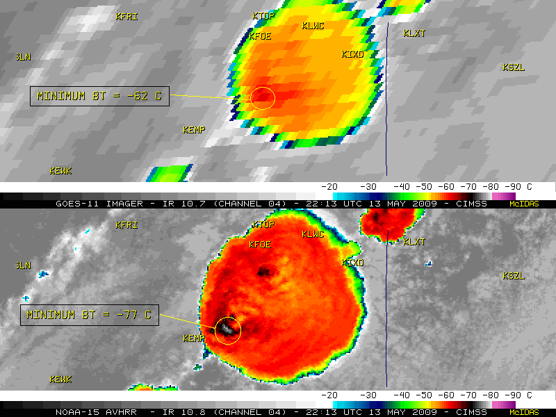 GOES-11 10.7 Âµm and NOAA-15 10.8 Âµm IR images
