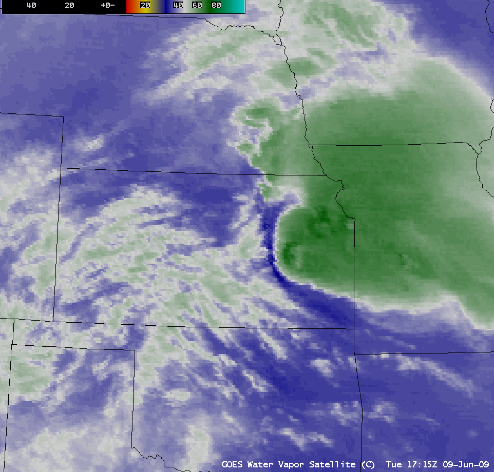 MODIS 6.7 Âµm water vapor + GOES-12 6.5 Âµm water vapor images