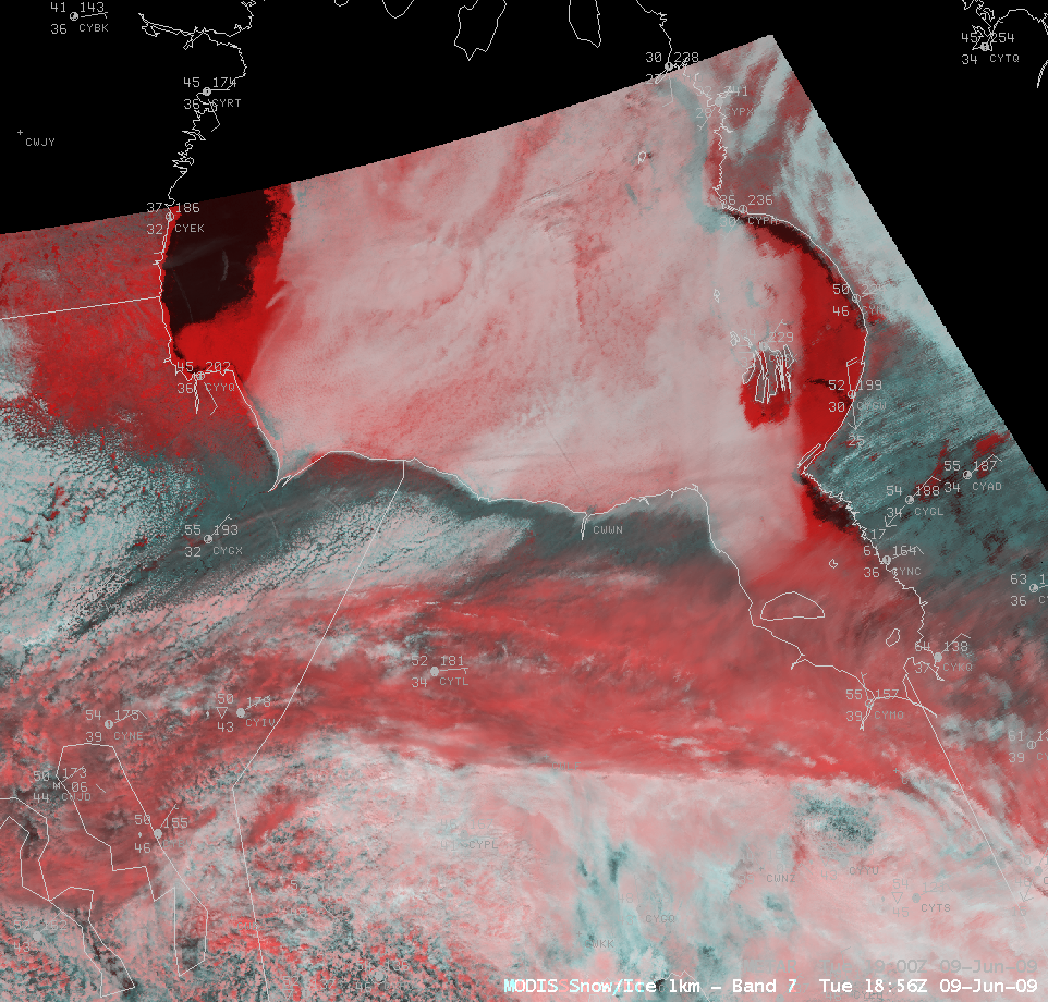 Simulated AWIPS MODIS false color RGB image