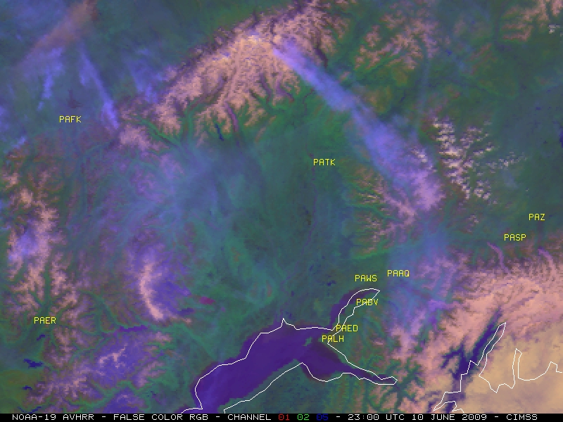 NOAA-18 AVHRR false color RGB image