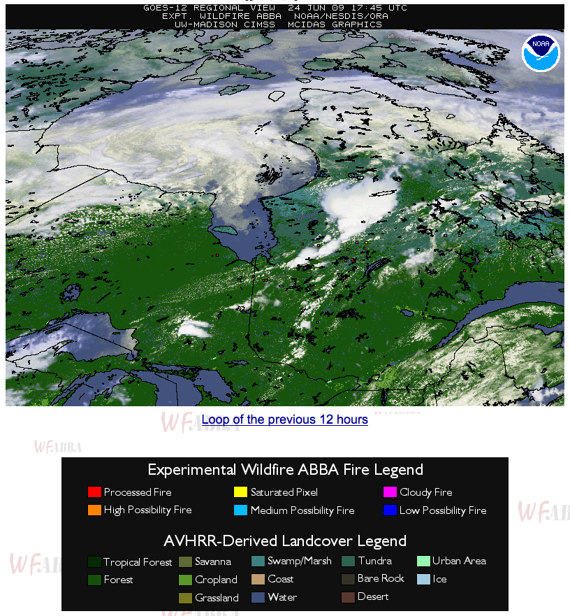 GOES-12 Wildfire ABBA product