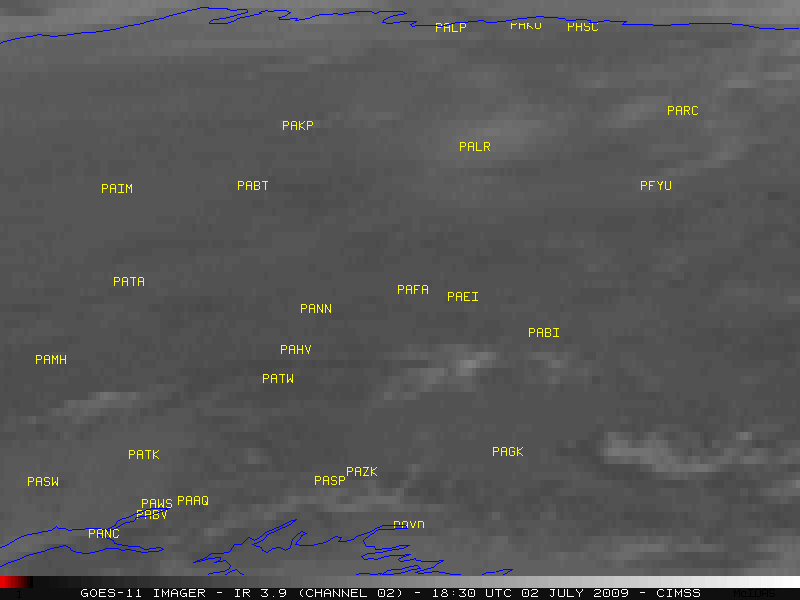 GOES-11 3.9 Âµm shortwave IR images