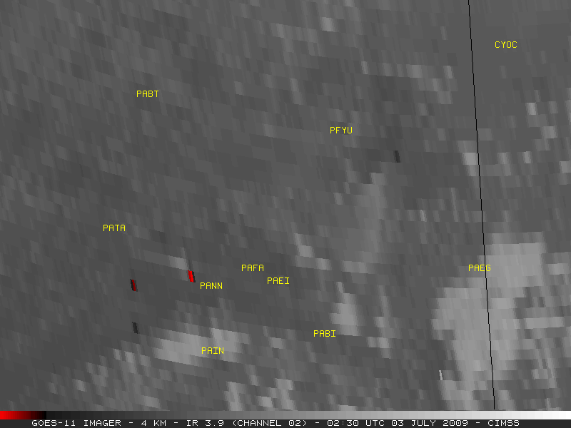 GOES-11 3.9 Âµm + NOAA-16 3.7 Âµm shortwave IR images