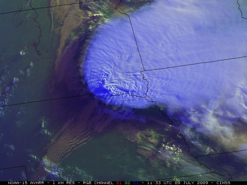 NOAA-15 AVHRR Red/Green/Blue (RGB) false color composite image