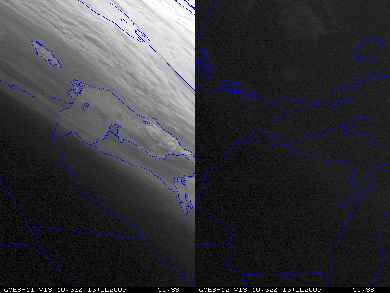 GOES-11 and GOES-12 visible images