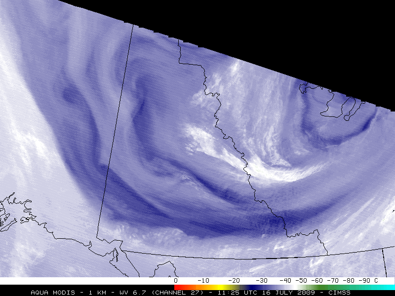 GOES-11 + MODIS water vapor images