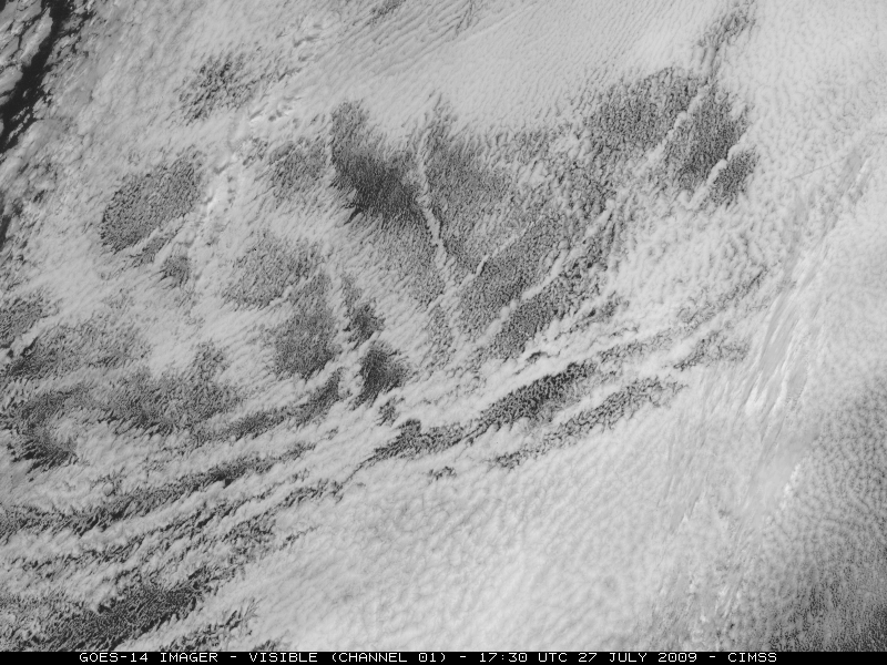 GOES-14 visible image (ship tracks over the North Pacific Ocean)