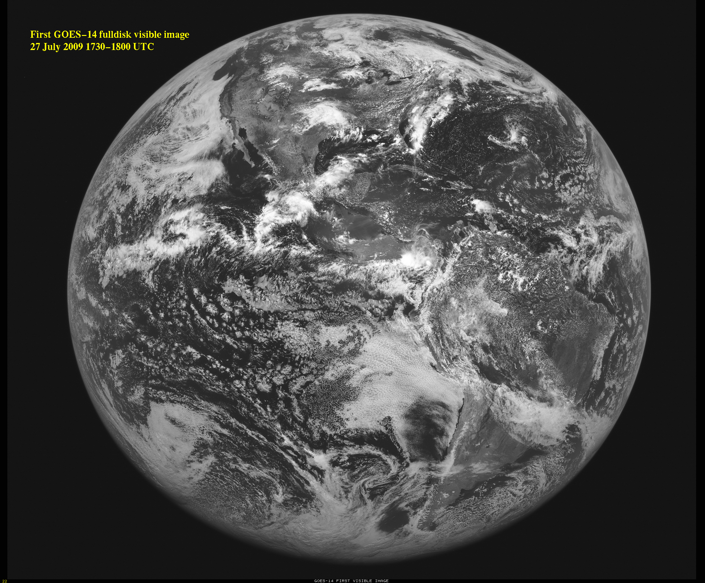First GOES-14 full-disk visible image