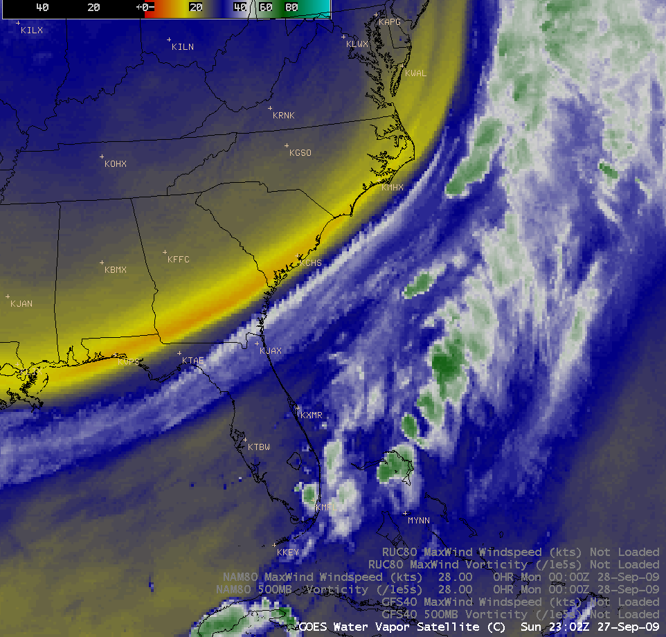 GOES-12 6.5 Âµm water vapor imagery